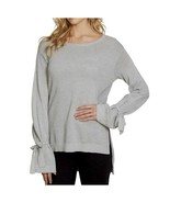 1. STATE Waffle Knit Tie Sleeve Top Size S Light Gray Longline Relaxed F... - €17,07 EUR
