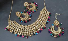 Kundan Rajwadi Antique High Quality Women Girls Gift Necklace Jewelry Set 9 - £65.34 GBP