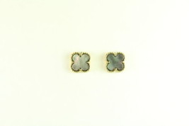 Mini Gray Gold Mother Of Pearl Motif Earrings - $30.00