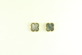 Mini Gray Gold Mother Of Pearl Motif Earrings - £23.46 GBP