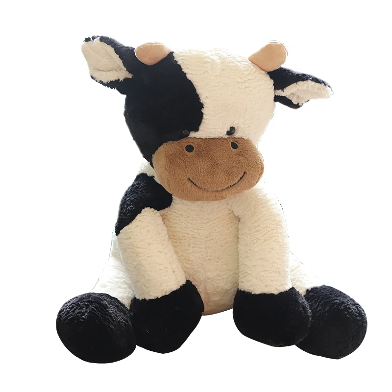 New 25/35/50cm Kawaii Sitting Milk Cow Plush Toys Lifelike Stuffed Animal Doll - £13.53 GBP+