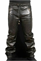 New men`s leather Sweat pants Designer Joggers Running Sports trousers J... - $114.63