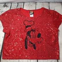 Mickey Unlimited Disney Shirt Goofy Large Ladies Sparkly Crop Top SEE MEASUREMEN - £14.85 GBP