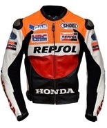 HONDA REPSOL HERREN MOTORRAD LEDERJACKE MOTORRADJACKE FAHRER RENNJACKE - £127.63 GBP+