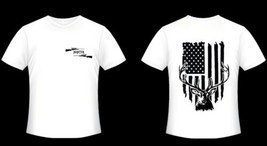 Hunter, Deer, American Flag Cotton T-shirt  - $18.80