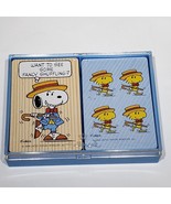 VTG Peanuts Fancy Shuffling Snoopy Woodstock Playing Cards 2 Decks Case ... - £19.72 GBP