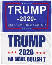 Trump 2020 Keep America Great and No More Bullshit  3x5 FT Combo Pack (2 Flags) - £12.50 GBP