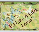 Romance Motto I&#39;d Like A Little Lovin&#39;  Floral Embossed DB Postcard K14 - £3.07 GBP