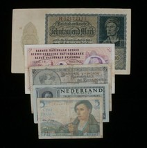 European Nations 5-Notes Lot // Belgium France Germany Netherlands Switz... - £38.84 GBP