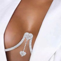 Chest Bracket Double Pendant Heart Bra Chain Necklace Body Jewellery Rhi... - £11.79 GBP