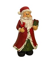 Santa Claus Christmas Resin Figurine with Gift &amp; Cardinal Bird Carved look 5.5&quot; - $14.92