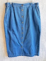 Vintage Cabin Creek Button Front Skirt Womens 16 Blue Denim Modest - $29.99