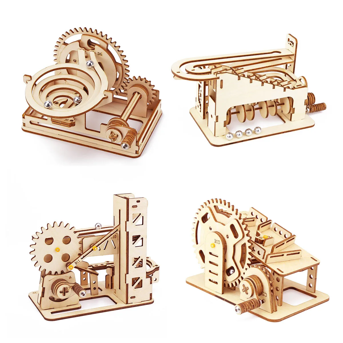 4 Kinds 3d Wood Marble Run Puzzles Kits Child Assembling Buiding Constru... - £19.77 GBP