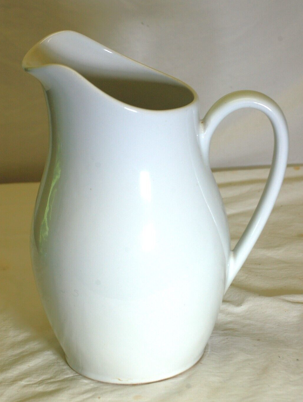 White Stoneware Water Pitcher Country Kitchen Farmhouse - $26.72