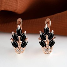 14k Rose Gold Over 3.20Ct Marquise Simulated Leaf Hoop Fancy Earrings Birthday - £66.50 GBP