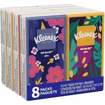 Kleenex Go Packs Facial Tissues 3 Ply White 8 Pouches Per Pack - $260.39 MXN