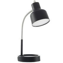  LED Desk Lamp with Catch-All Base &amp; AC Outlet, Matte Black - £15.67 GBP