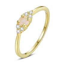 Authentic 925 Sterling Silver Gold 4 Colors Crystal Pink Zircon Finger Ring for  - £16.06 GBP