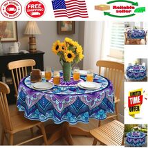 Beautiful Waterproof 60 Inch Boho Round Tablecloth – Stain-Resistant Design - $490.86 MXN