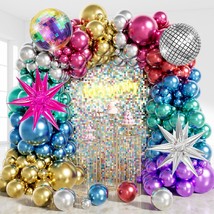 Chrome Balloon Garland Arch Kit 126Pcs Disco Party Decorations With Disco Ball B - £16.00 GBP