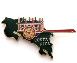 VTG Costa Rica Map Oxcart Traditional Ox Cart Enamel Pin Souvenir Black ... - £10.21 GBP