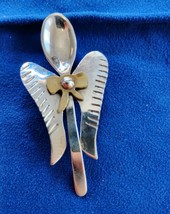 925 Sterling Silver Spoon Angel Brooch Pin Pendant  Free Shipping - $39.99