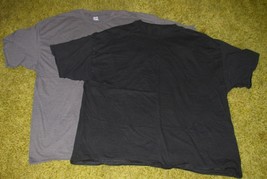 2 Smooth KNIT Cotton TEE SHIRTS 1 Grey &amp; 1 Navy Blue Size 4XL Beefy - £10.14 GBP
