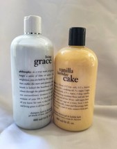 TWO Philosophy Vanilla B Day Cake &amp; Living Grace Shampoo-Shower Gel-Bubb... - $22.00