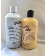 TWO Philosophy Vanilla B Day Cake &amp; Living Grace Shampoo-Shower Gel-Bubb... - £17.56 GBP