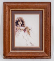 Untitled Sepia Toned Embroidery Cross-Stitch of Woman Signed Bea Drake 1986 - $495.00