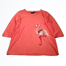 Onque Casual Pink 3/4 Sleeve Blouse Pink Flamingo Sequin Design Size S NWT - £21.58 GBP