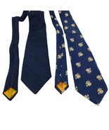 Vintage 60s Set of 2 CUSTOM CRAVATIEUR Navy Blue Rose Men&#39;s Neck Ties 4.... - £18.30 GBP