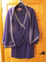 Sogic Suits Of God In Church 3pc Skirt Suit Cape Purple 18W Embellished Mob Euc - £63.89 GBP