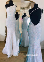 Sexy Sparkly Mermaid Prom Dress,One Shoulder Sequin Holiday Dress - £119.25 GBP