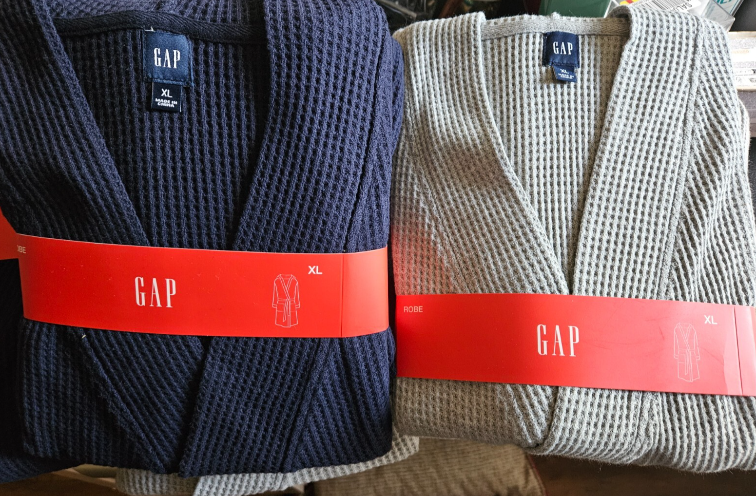 Gap Men&#39;s Hooded Waffle-Knit Robe - Heather Grey or Navy - $25.69+