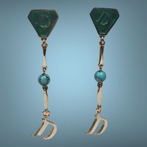 Christian Dior enamel turquoise clip on logo dangle earrings  - £216.22 GBP