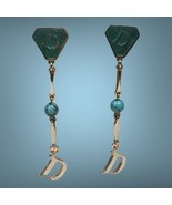 Christian Dior enamel turquoise clip on logo dangle earrings  - £216.37 GBP