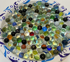 Vintage Assorted Glass Marbles Various Sizes and Colors Some Textured Lot of 157 - £22.23 GBP