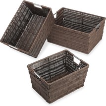 Whitmor Rattique Java Set Of 3 Pieces Storage Baskets -Small, 11.4&quot;X14.6&quot;X6.5&quot; - $50.99