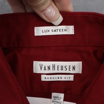 Van Heusen Shirt Mens 32 Red Regular Fit Button Up Long Sleeve Collared Top - £18.18 GBP