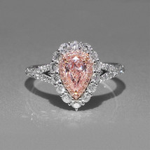 Pear Cut 2.55Ct Simulated Diamond Halo Engagement Ring 14k White Gold Size 9.5 - $267.21