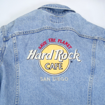 Vintage Lee Denim Jacket Sz M Hard Rock San Diego Save The Planet Cafe U... - £21.90 GBP