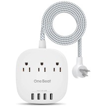 Desktop Power Strip With 3 Outlet 4 Usb Ports 4.5A, Flat Plug And 5 Ft Long Brai - £25.65 GBP