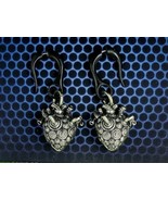 Steampunk Hearts Fake Gauge Earrings Alt Art - £33.24 GBP