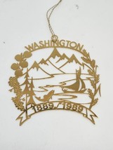 Washington State Christmas Ornament Gold Toned 1889 To 1989 Vintage - £6.84 GBP