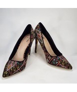 Mix No 6 Shoes Womens Size 9.5 Black Stiletto Pumps Aztec Print Multi Color - £19.71 GBP