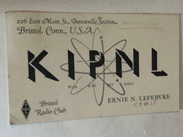 Vintage Ham Radio Card K1PNL Bristol Connecticut 1962 - £3.88 GBP