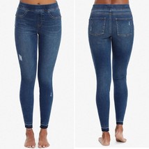 SPANX Ankle Skinny Jeans Medium Wash Size Medium Raw Hem Light Distressed - £26.65 GBP