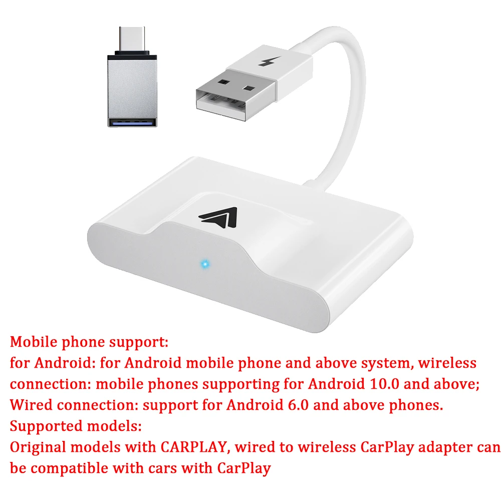 Wireless CarPlay Adapter For Wired To Wireless Andriod Auto Dongle BT5.0 2.4G 5G - £105.55 GBP