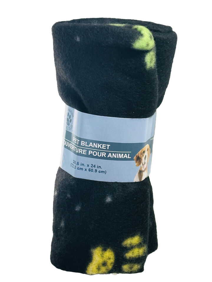 GKK Black Paw Fleece Throw Blanket, Standard Throw 28.5IncX24Inc-Dog/Cat